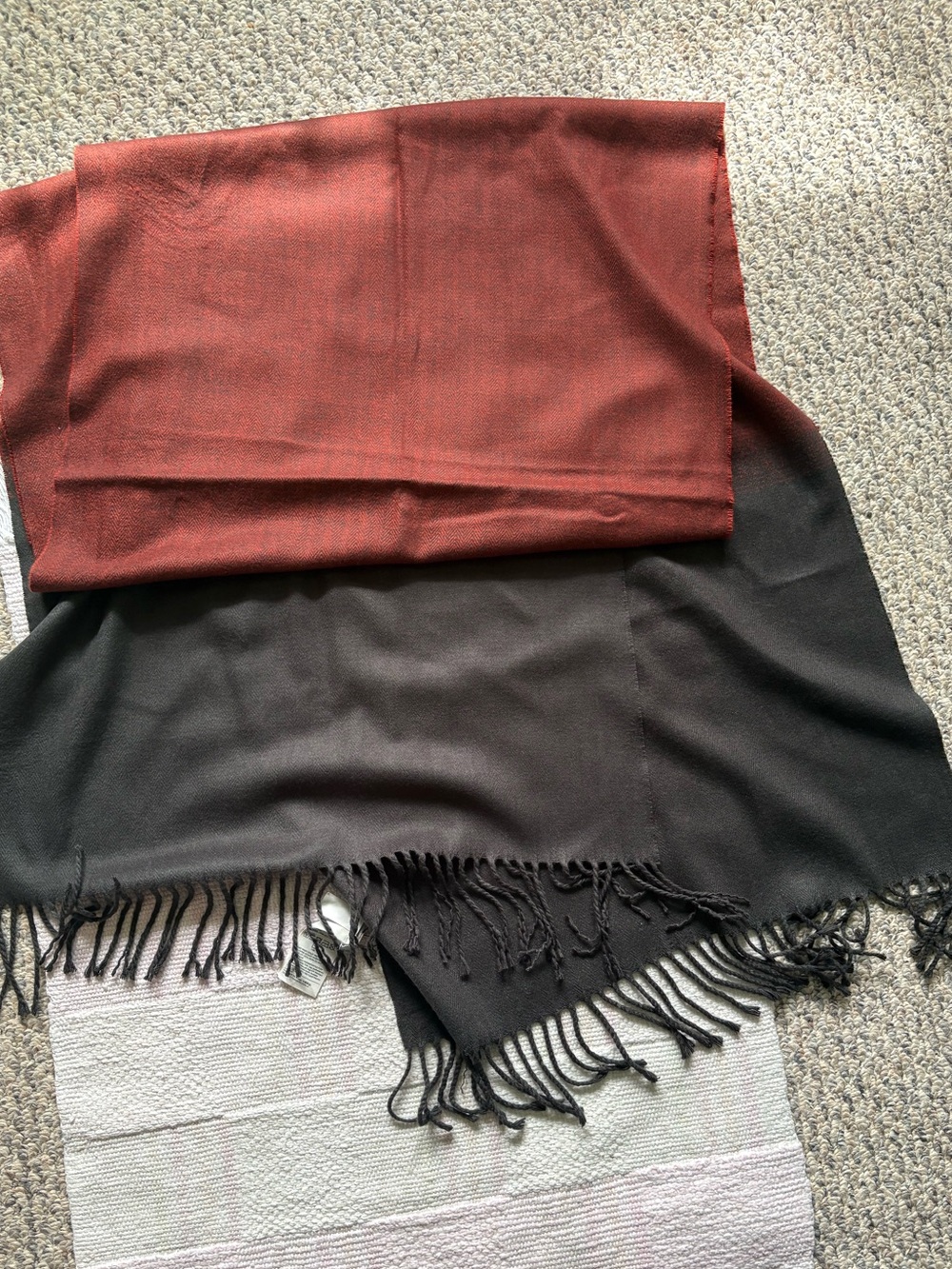 Banana Republic Two-Tone Rust and Black Fringe Scarf